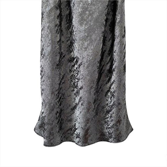 HALSTON Cowl Neck Metallic Slip Mini Dress in Gunmetal - Picture 14 of 16
